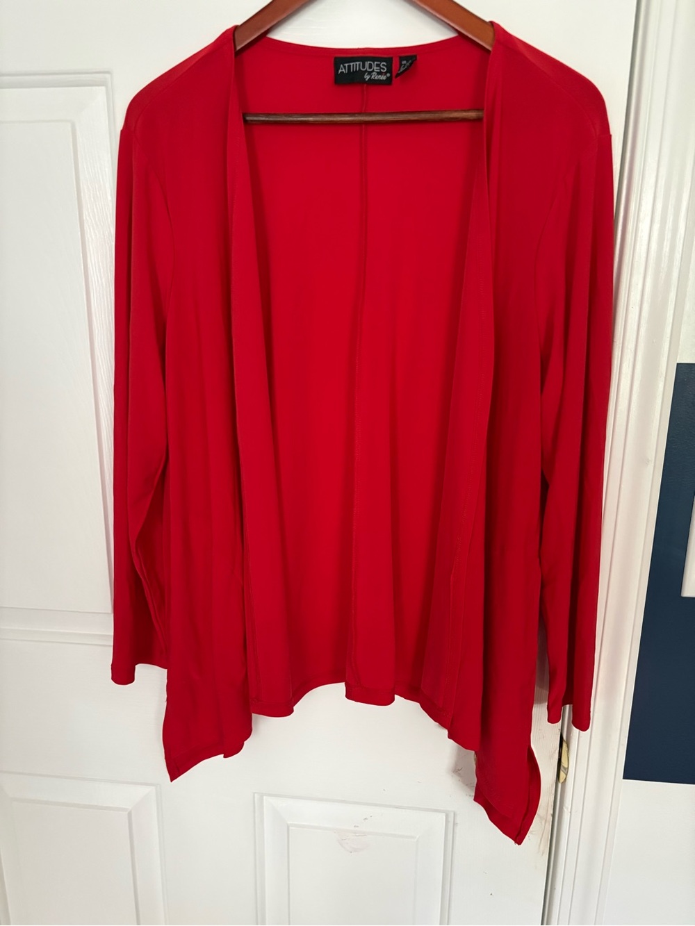 Attitudes by Renee Bright Red Open-Front Drapey Cardigan